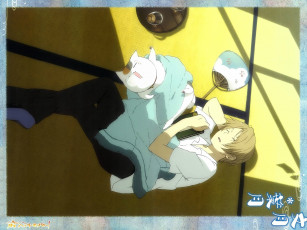 Картинка аниме natsume+yuujinchou татами веер сон кот поднос покрывало yuki midorikawa art тетрадь дружбы нацумэ nyanko-sensei takashi natsume yuujin-chou