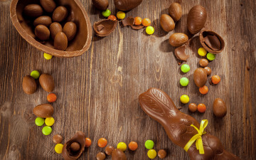 обоя еда, конфеты,  шоколад,  сладости, шоколадный, заяц, драже