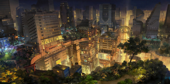 Обои картинки фото аниме, город,  улицы,  здания, molybdenumgp03