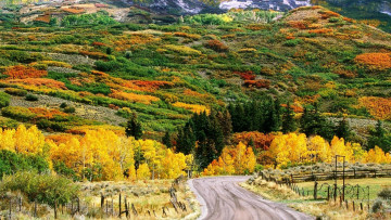Картинка природа дороги осень дорога холмы