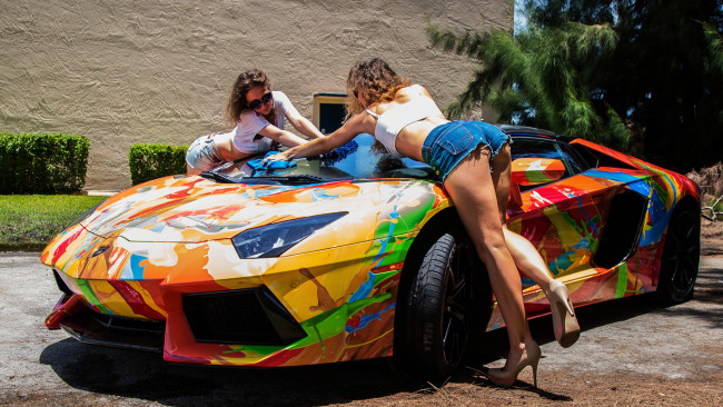 Обои картинки фото автомобили, -авто с девушками, lamborghini