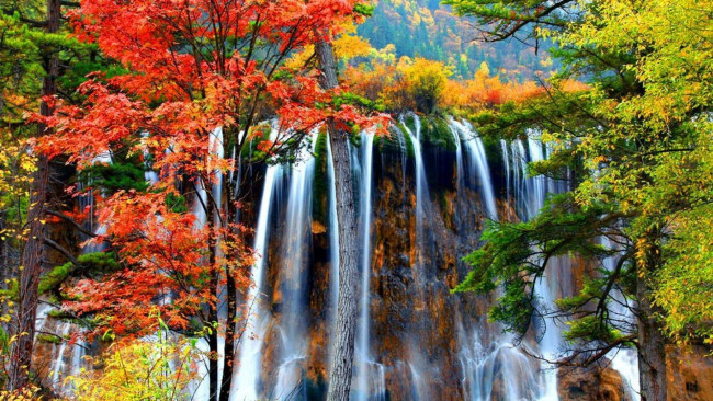 Обои картинки фото природа, водопады, вода, потоки, осень