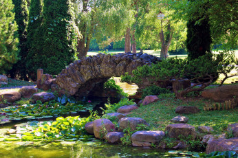 Картинка природа парк камни мостик водоем
