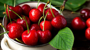 Картинка еда вишня +черешня ягоды