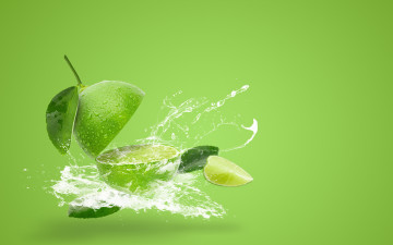 Картинка векторная+графика еда+ food вода брызги зеленый всплеск лайм цитрус