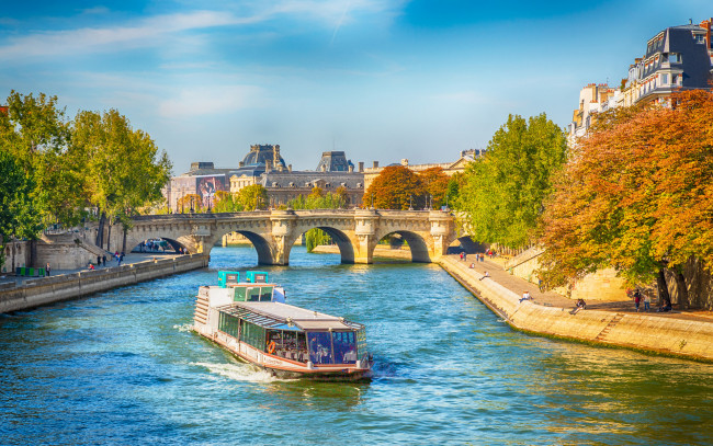 Обои картинки фото города, париж , франция, мост, река