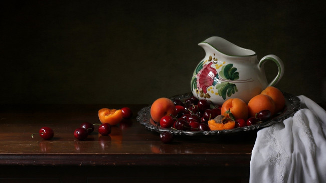 Обои картинки фото еда, фрукты,  ягоды, абрикосы, черешня