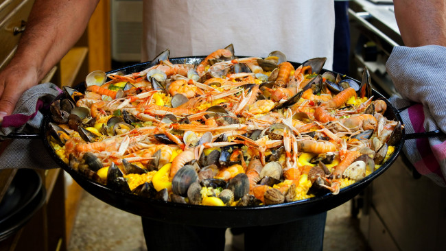 Обои картинки фото еда, рыбные блюда,  с морепродуктами, паэлья, испанская, кухня, морепродукты