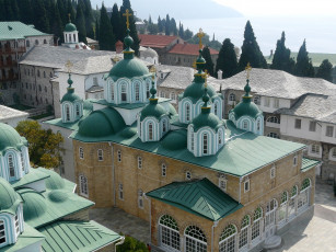 Картинка русский свято пантелеймонов монастырь на горе афон города православные церкви монастыри