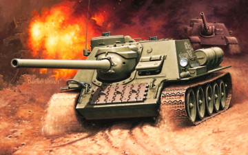 Картинка рисованные армия су-100 ссср вторая мировая enzo maio сау самоходно-артиллерийская установка
