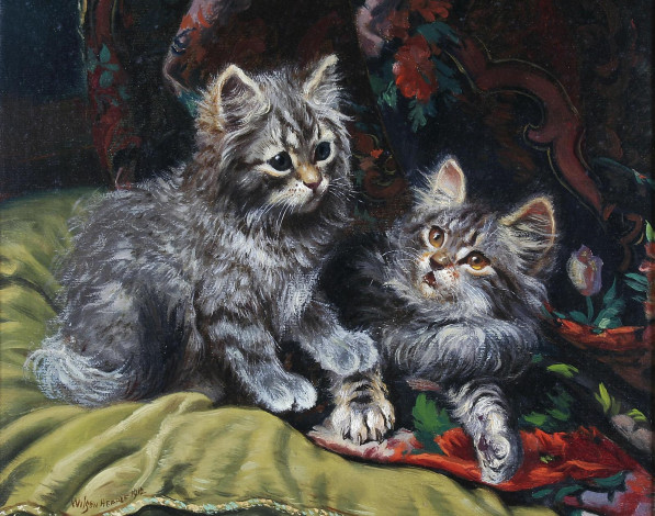 Обои картинки фото рисованные, wilson, hepple, пушистые, котята