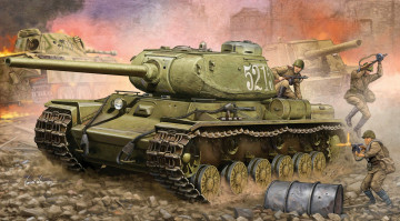 Картинка рисованные армия танк солдаты атака