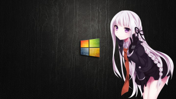 обоя компьютеры, windows 8, взгляд, девушка, логотип
