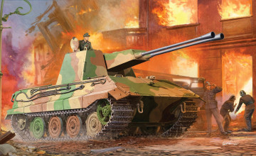 Картинка рисованные армия танк солдаты пожар