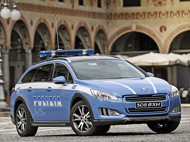 Обои картинки фото автомобили, полиция, 2014г, синий, polizia, rxh, 508, peugeot