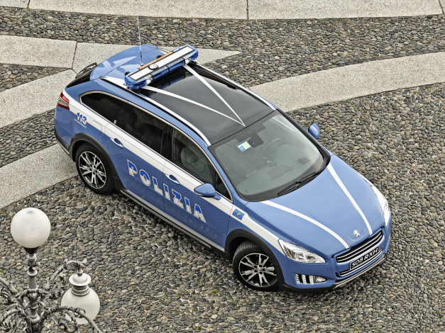 Обои картинки фото автомобили, полиция, rxh, polizia, 2014г, синий, 508, peugeot