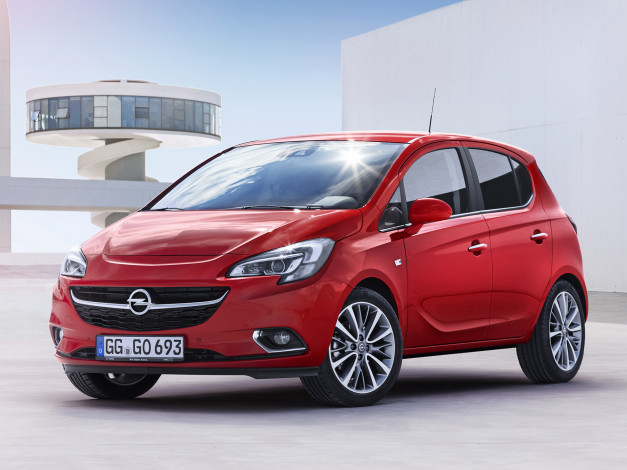 Обои картинки фото автомобили, opel, 2014г, 5-door, corsa, красный