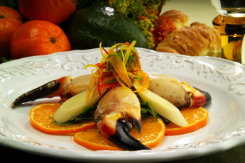Картинка еда рыбные+блюда +с+морепродуктами апельсины краб