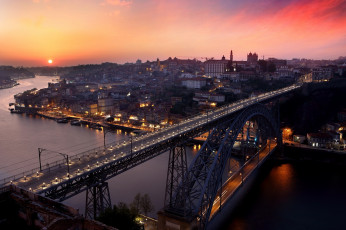 Картинка города -+мосты porto sunset ponte luiz город закат