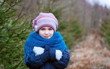 Картинка разное дети девочка шапка шарф