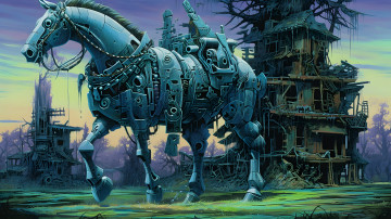 Картинка фэнтези роботы +киборги +механизмы животное киборг