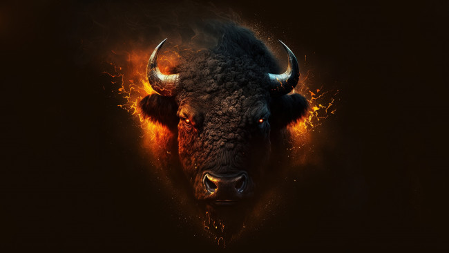 Обои картинки фото бизон, рисованное, животные, animals, art, wallpaper, bison, minimalismai