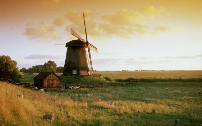 Обои картинки фото netherlands, molen, bij, alkmaar, разное, мельницы