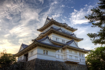 Картинка замок одавара города замки Японии небо пагода