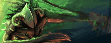 Картинка фэнтези существа арт существо рога зелёный