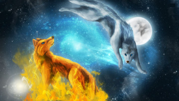 Картинка рисованные животные +сказочные +мифические волки