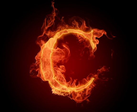 Обои картинки фото 3д графика, другое , other, буква, c, огонь, литера, алфавит, пламя