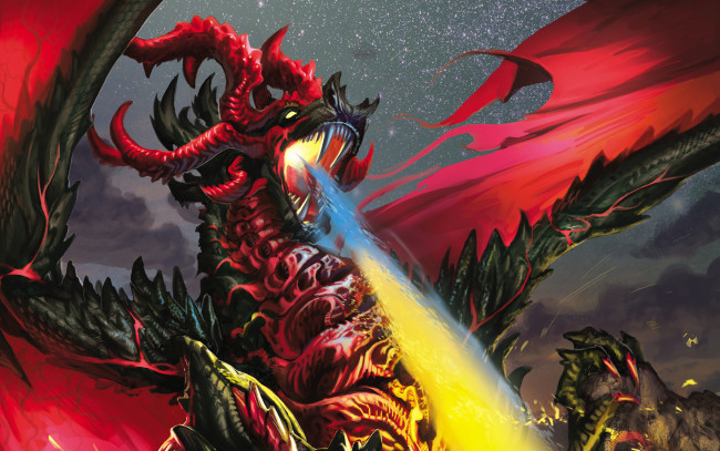 Обои картинки фото battle of giants,  dragons, видео игры, пасть, огонь, крылья, дракон