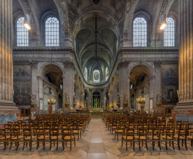 обоя saint sulpice church,  paris,  france, интерьер, убранство,  роспись храма, храм, католицизм