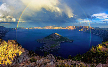Картинка природа радуга озеро крейтер штат орегон сша