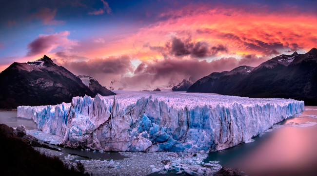 Обои картинки фото природа, айсберги и ледники, небо, горы, ледник, облака