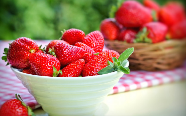 Обои картинки фото еда, клубника,  земляника, миска, красные, ягоды, спелая, berries, fresh, strawberry, весна