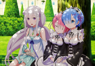 обоя аниме, re,  zero kara hajimeru isekai seikatsu, девушки