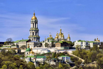 обоя киев, города, - православные церкви,  монастыри, киево-печерская, лавра, фото, с, набережной, старый, город