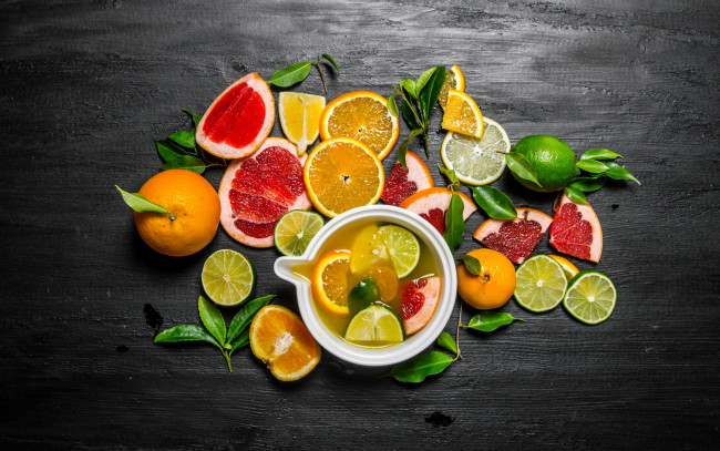 Обои картинки фото еда, цитрусы, лайм, мандарин, mandarin, грейпфрут, напиток, фреш, lime, drink