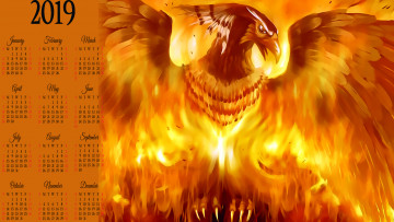 Картинка календари фэнтези пламя птица