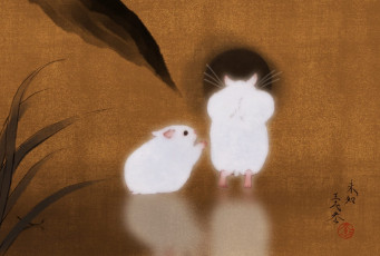 Картинка рисованное животные хомяки белые нора