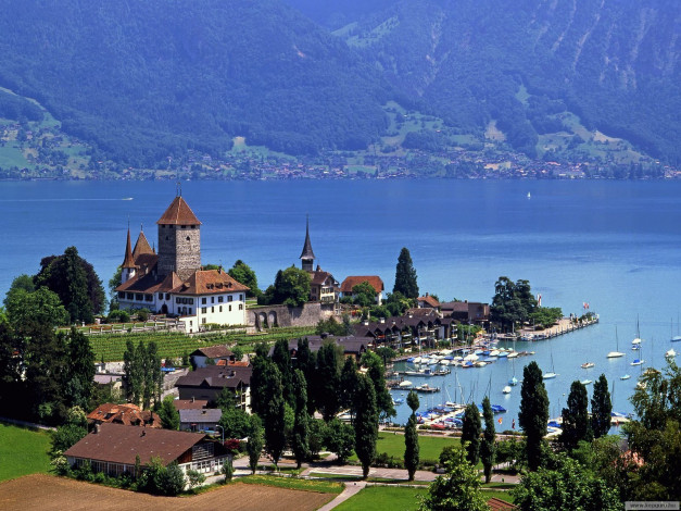 Обои картинки фото города, дворцы, замки, крепости, spiez castle, switzerland