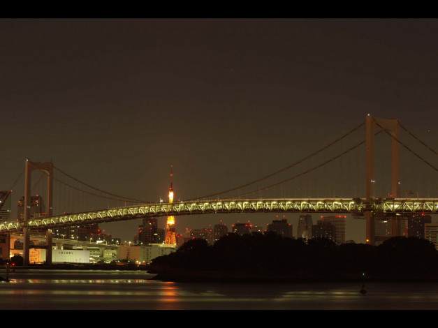 Обои картинки фото города, мосты, ночь, река