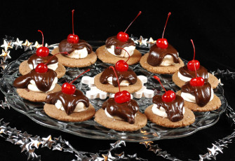 Картинка еда пирожные кексы печенье вишня шоколад