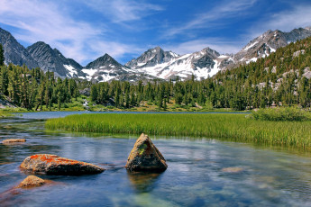 Картинка heart lake little lakes valley california природа реки озера калифорния озеро горы камыш камни