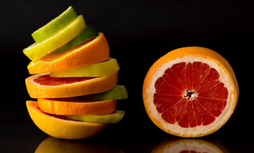 Картинка еда цитрусы лайм лимон дольки апельсин