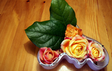 Картинка цветы розы ваза листья бутоны