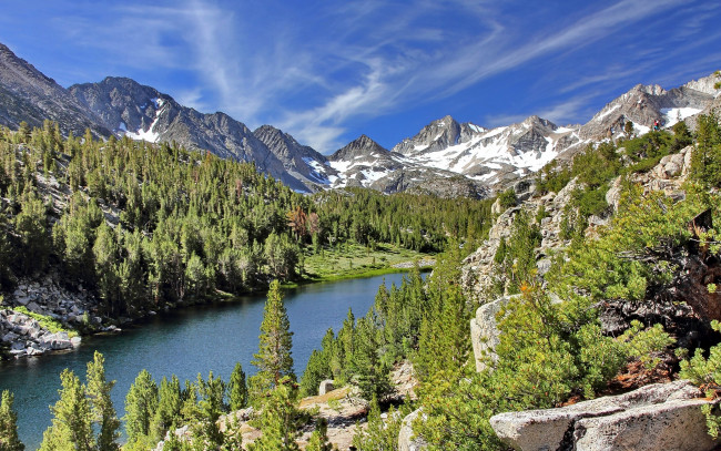 Обои картинки фото little, lakes, valley, california, природа, реки, озера, калифорния, озеро, горы, лес