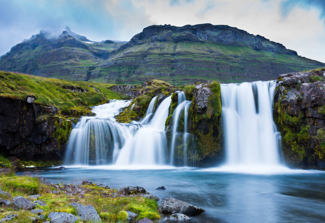 Обои картинки фото kirkjufoss, grundarfjordur, iceland, природа, водопады, грюндарфьёрдюр, исландия, горы