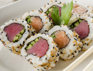 Картинка еда рыба +морепродукты +суши +роллы кунжут рис японский